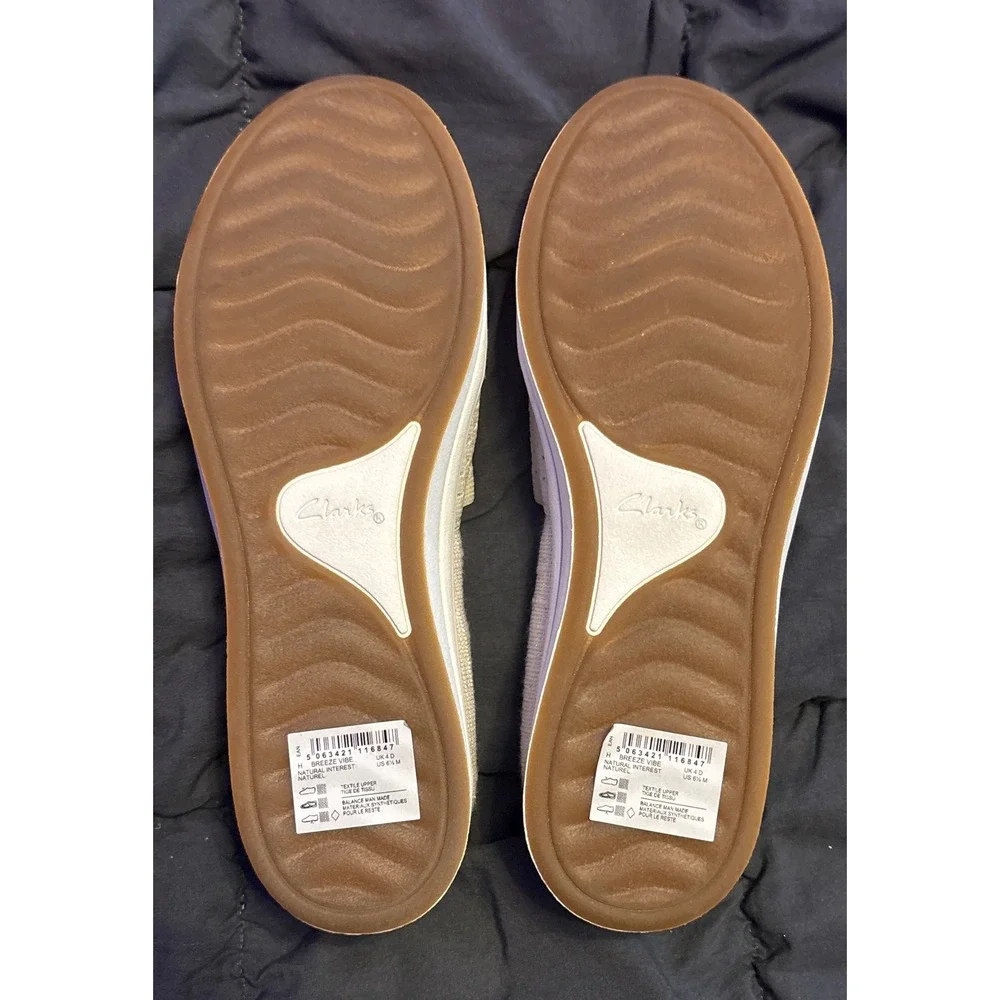 NEW Clarks Cloudsteppers Breeze Vibe Natural Beige Slip-On Shoes Women's 6.5